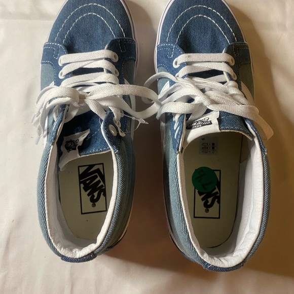 VANS Skate Mid Top Denim 2-Tone New Men Size 7.5 Skater Casual Shoe - Picture 5 of 8